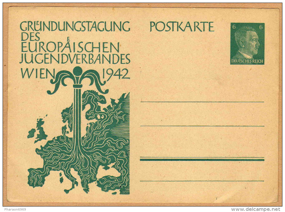 Carte Entier Postal Deutsches Reich Grundungstagung Des Europaeischen Jugendverbandes Wien 1942 - Oorlog 1939-45