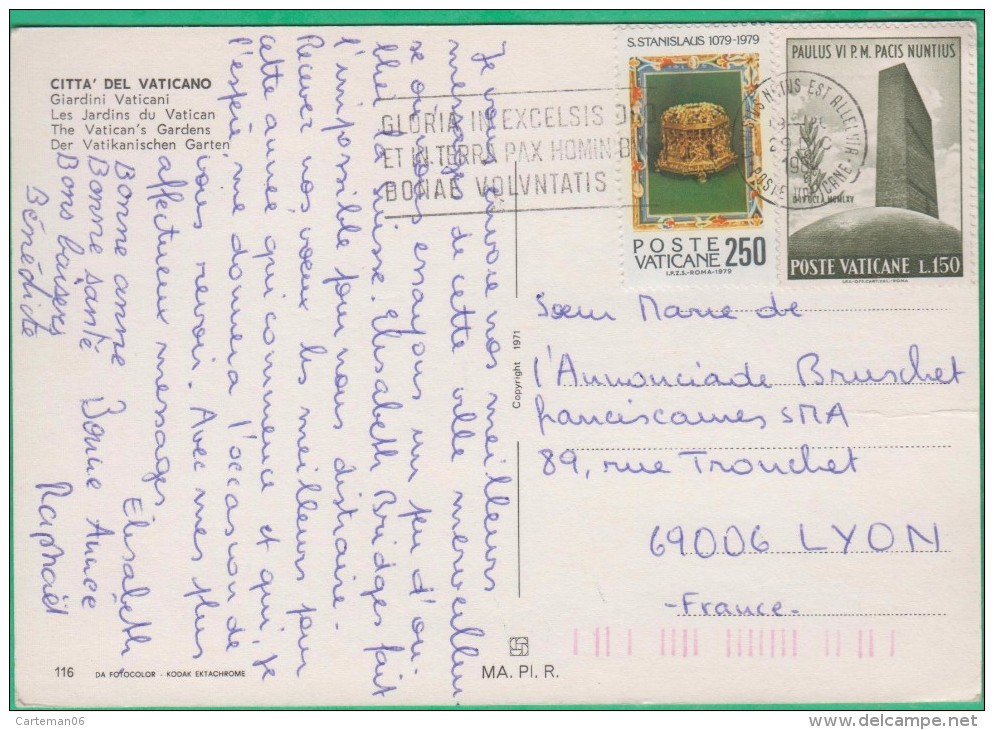 Vatican - Cachet Sur Carte Postale De 1984, Gloria In Excelsis Deo Et In Terra Pax Hominibus Bonae Voluntatis - Franking Machines (EMA)