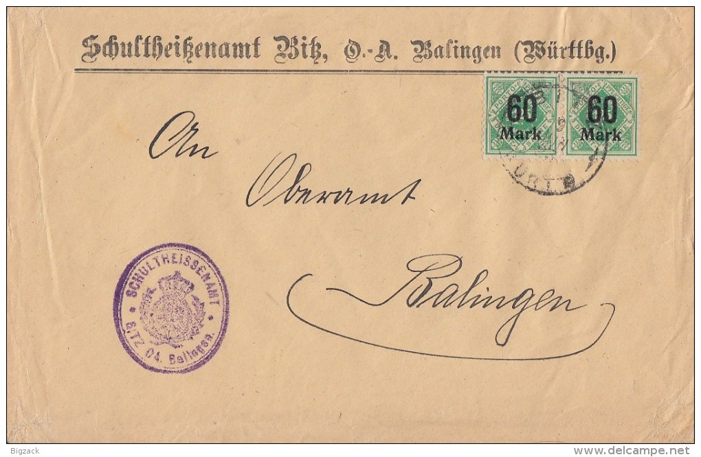 Württemberg Brief Mef Minr.2x 166 Bitz - Sonstige & Ohne Zuordnung