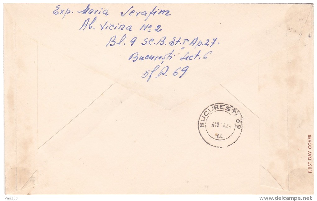 T349  STAMPS DAY 1972 COVER FDC SEND TO MAIL IN FIRST DAY VERY RARE! ROMANIA. - FDC