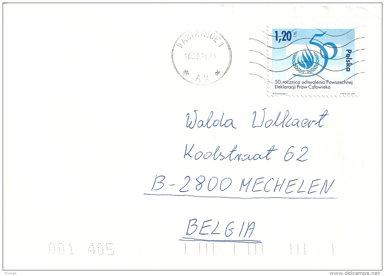 Polska 1998 Pabianice &gt;&gt; Mechelen B - Lettres & Documents