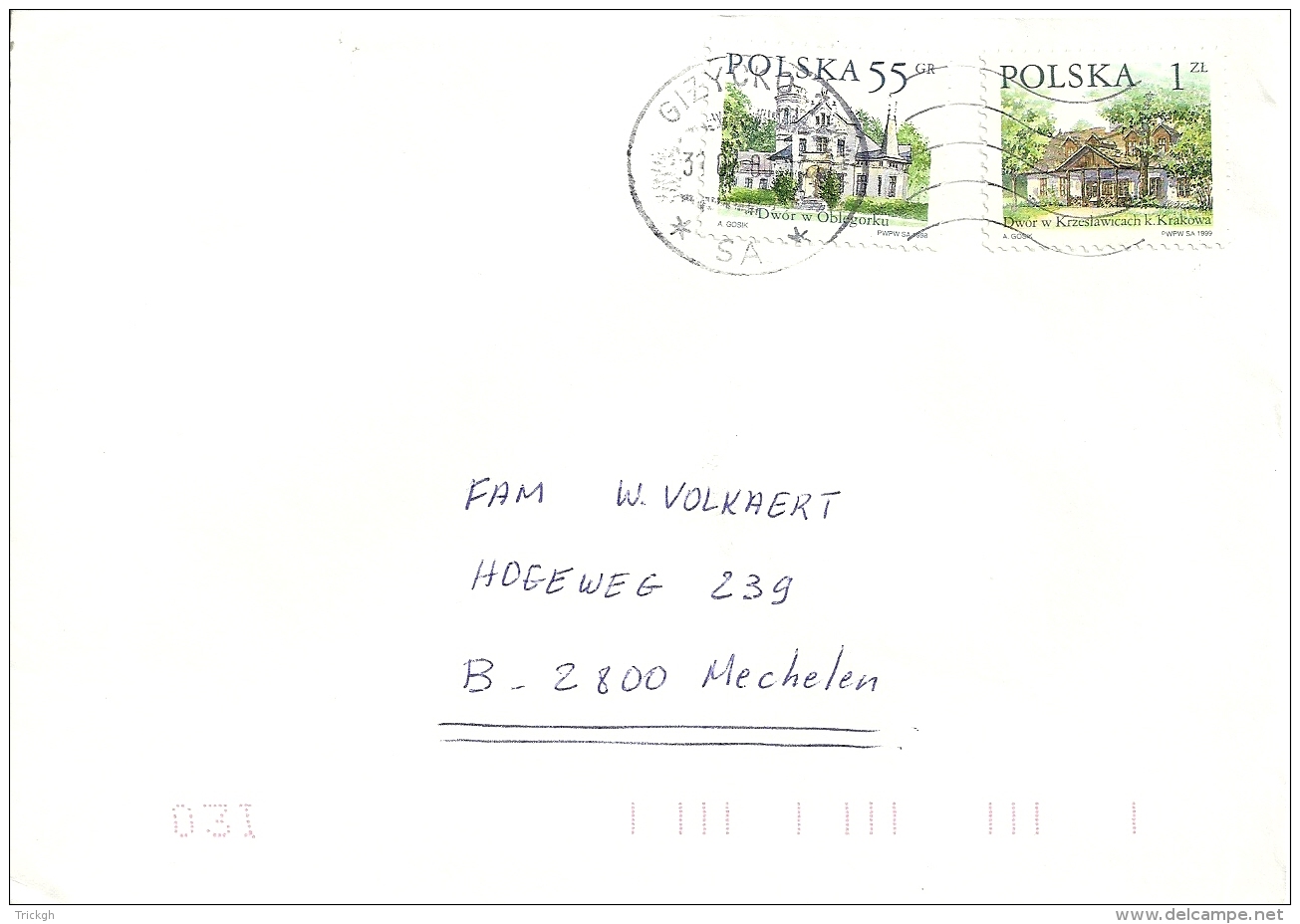 Polska 2000 Gizycko &gt;&gt; Mechelen B - Storia Postale