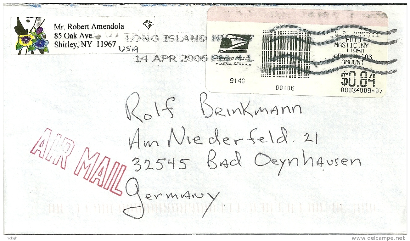 USA 2006 Shirley NY &gt;&gt; Bad Oeynhausen D - Timbres De Distributeurs [ATM]