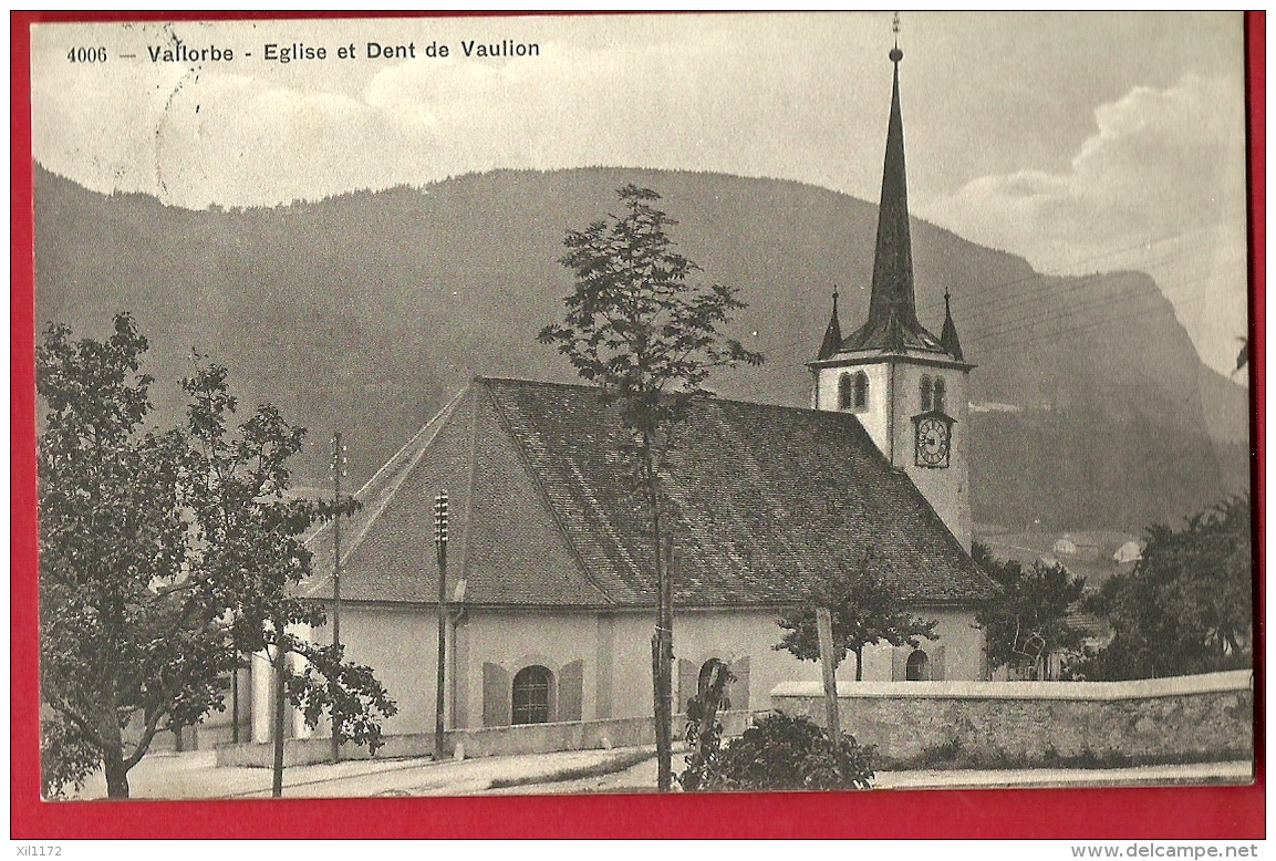 FIZ-02  Vallorbe  Eglise Et Dent De Vaulion. Cachet 1921. Phototypie 4006 - Vallorbe