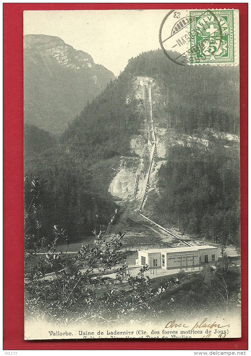 FIZ-25 Vallorbe Usine De Ladernier Compagnie Force Motrices De Joux. Cachet Frontal 1905 - Vallorbe