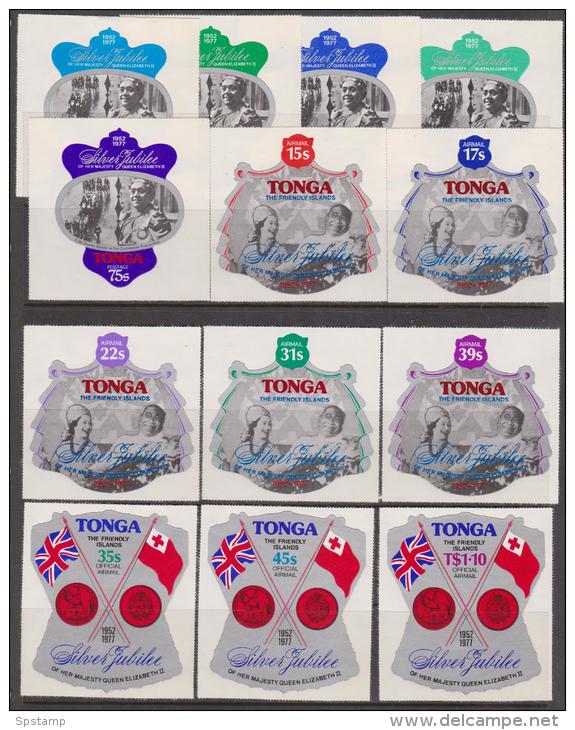 Tonga 1977 Silver Jubilee Set Of 13 Self Adhesives MNH - Tonga (1970-...)