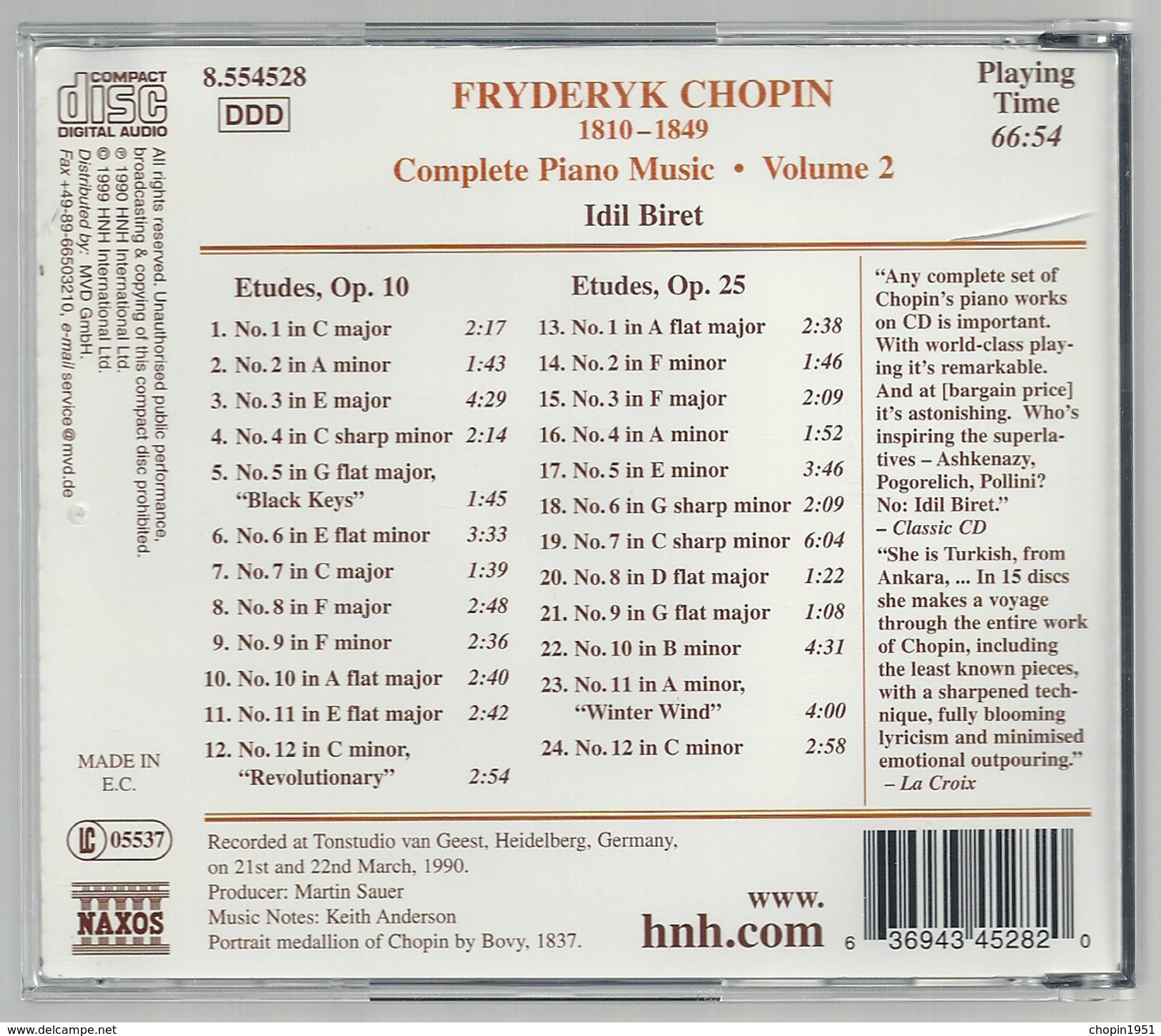 CD PIANO - CHOPIN : ETUDES DIVERSES - IDIL BIRET, Piano - Klassik