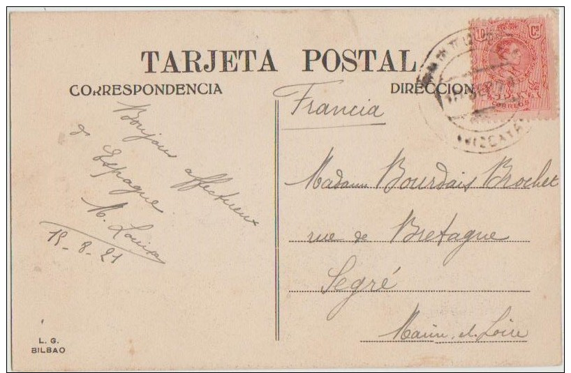 CPA ESPAGNE ALGORTA Près BILBAO El Balneario Timbre Stamp 1921 - Vizcaya (Bilbao)