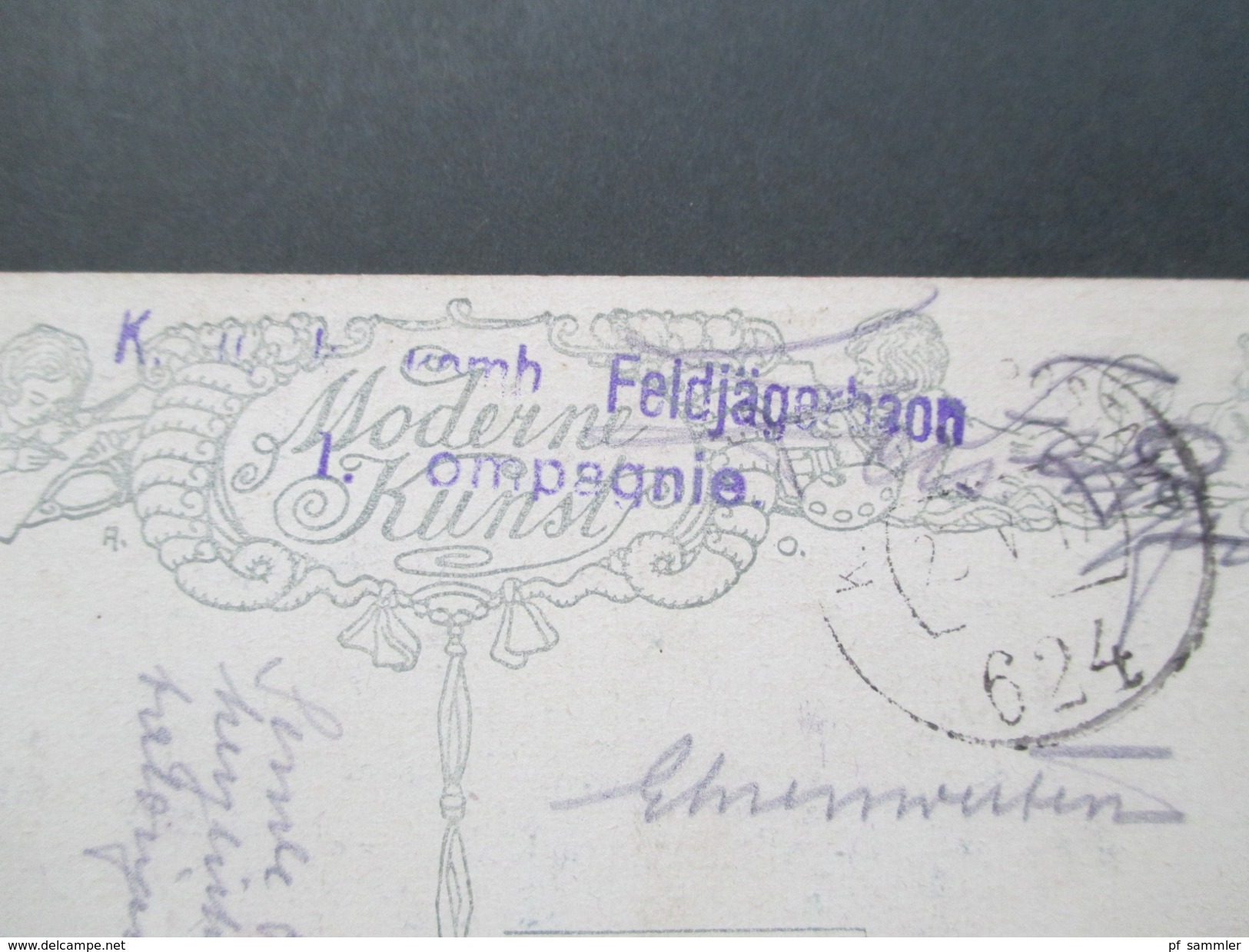 Österreich 1917 Feldpostkarte Künstlerkarte Sonniger Süden. Karl M. Schuster. K.u.K. Felddjäger 1. Kompagnie - 1900-1949