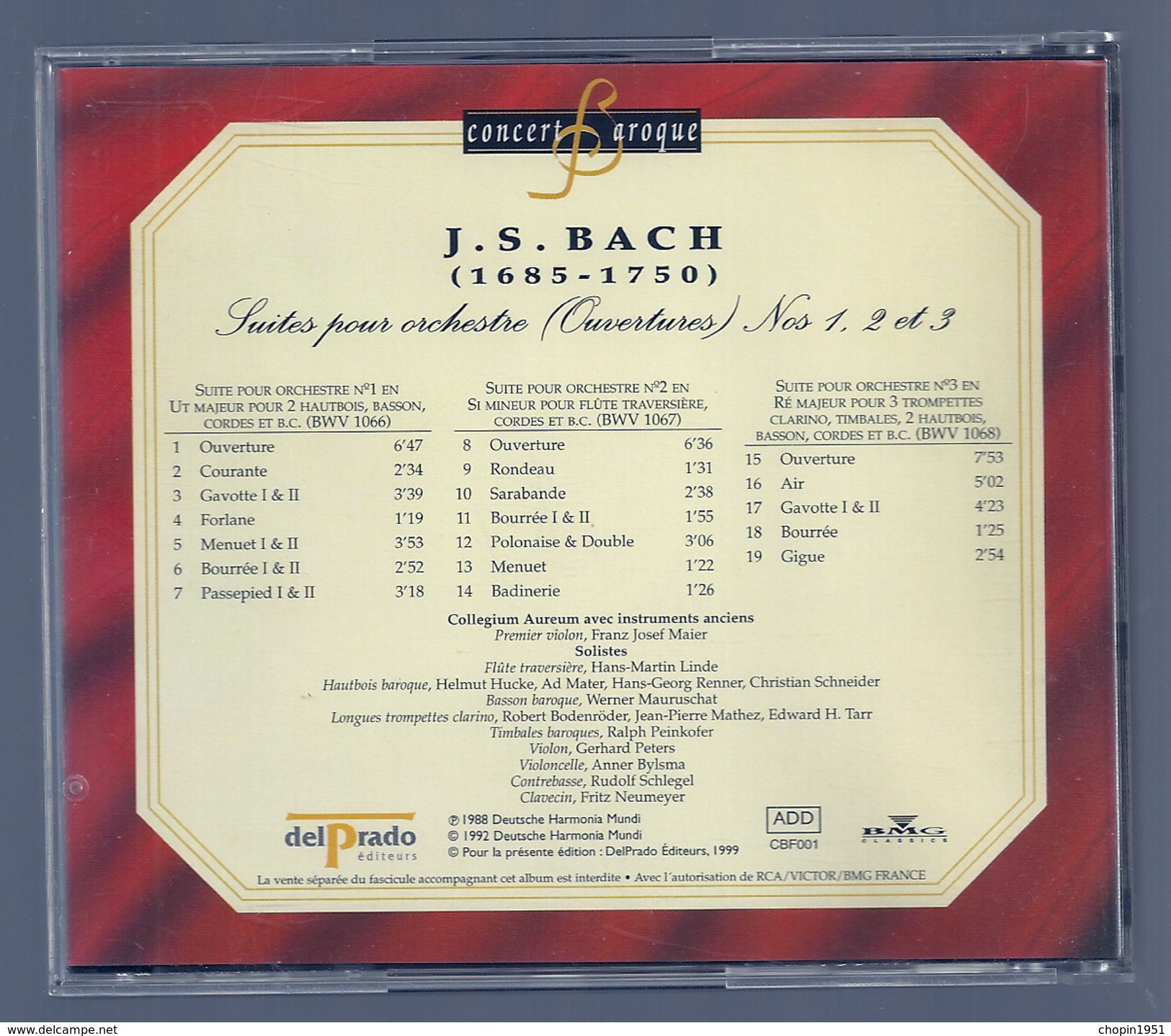 CD CLASSIQUE - CONCERT BAROQUE : SUITES DE BACH - Klassik