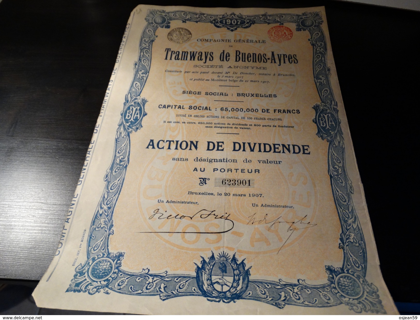 TRAMWAYS De Buenos-AYRES-1907 - Chemin De Fer & Tramway