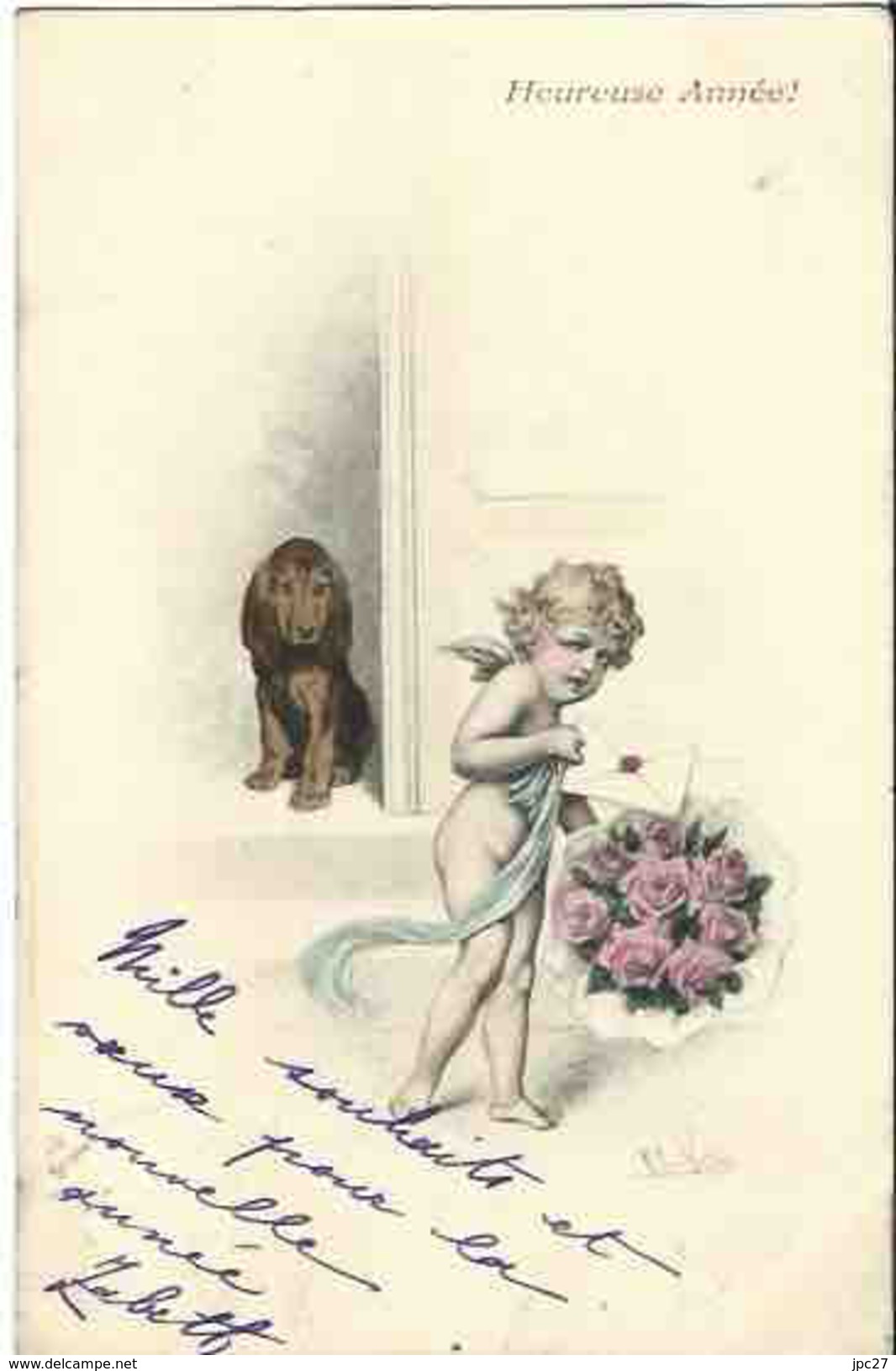 CPA Précurseur 1904 Illustrateur WICHERA - Heureuse Année ! - Enfants - Chien - Rose - M. M. VIENNE 160 - Wichera