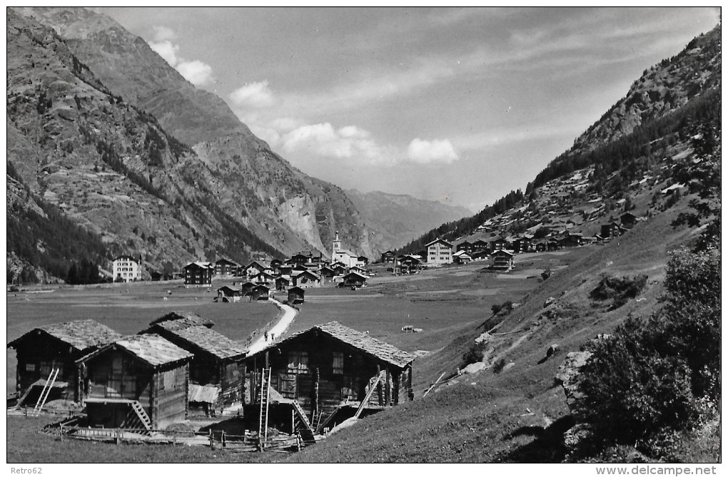 TÄSCH &#8594; Dorfansicht Vom Süden Her Anno 1952 - Täsch