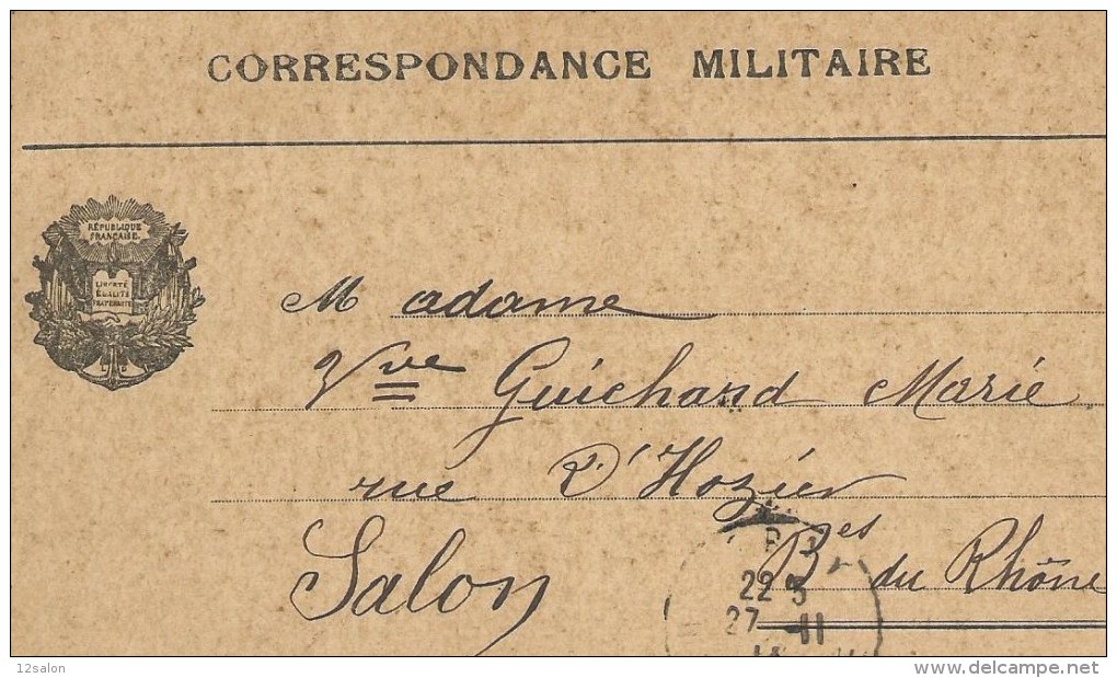 SALON DE PROVENCE Guerre 14-18 Correspondance Sur Carte Lettre D'un Militaire Salonais 1914 - Salon De Provence