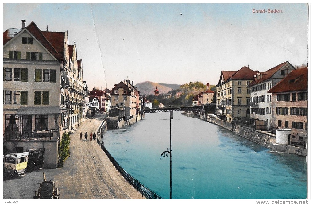 ENNET-BADEN &#8594; Kutschen Vor Dem Gasthaus Linde Ca.1920 - Baden