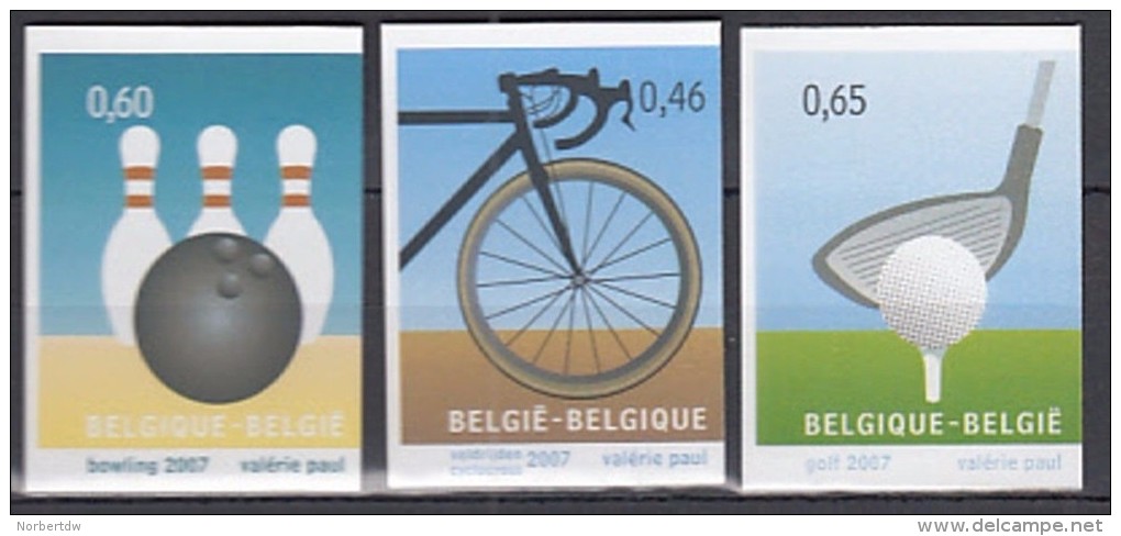 Belgium**GOLF-BOWLING-CYCLING-3 Stamps From Booklet-SPORT-MNH-wielrennnen-cyclisme-ciclismo - Nuevos