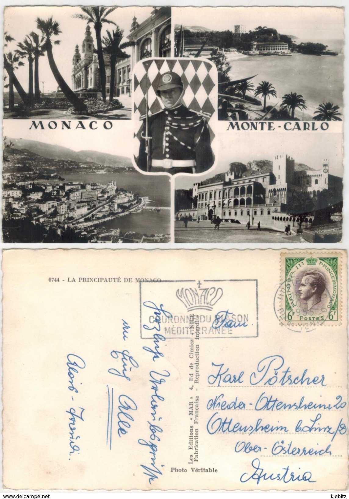 Monaco - Monte Carlo  -  5 Ansichten  Gelaufen 1955 - Monte-Carlo