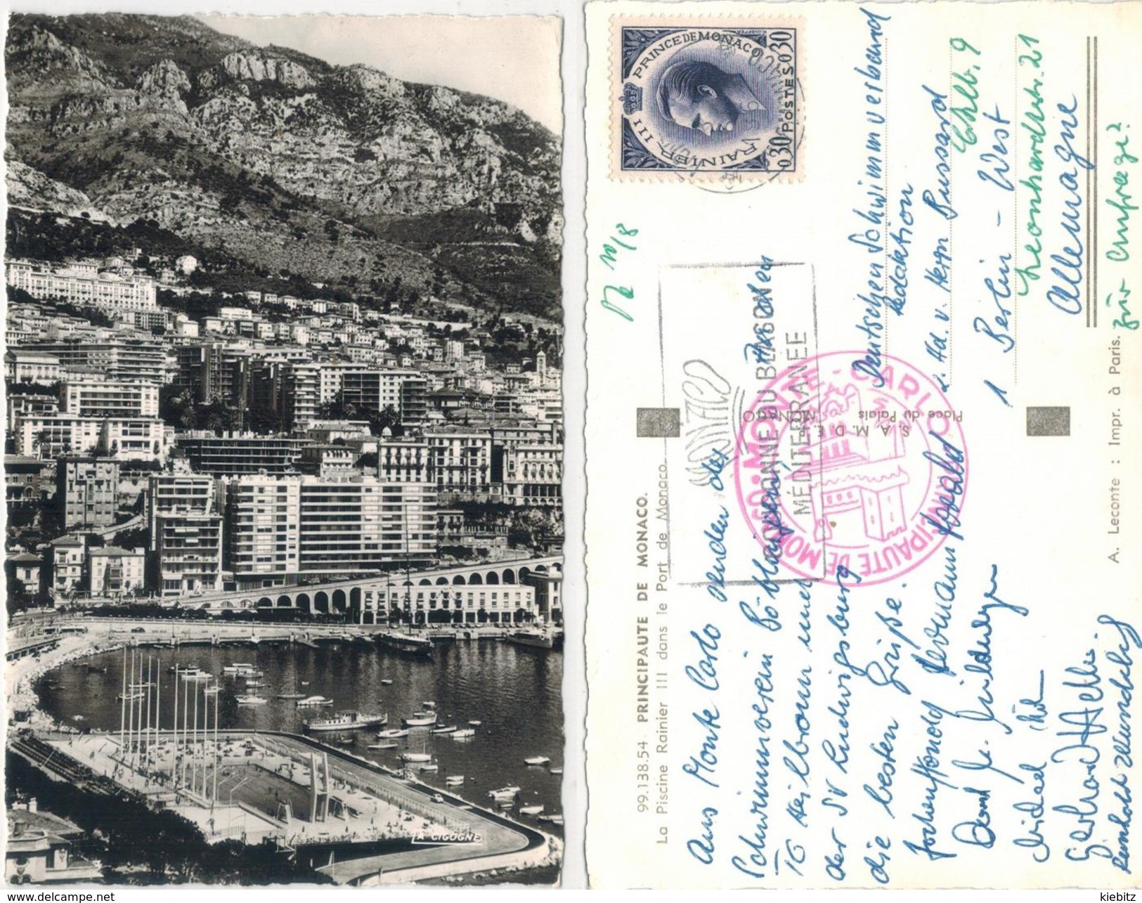 Monaco - Monte Carlo  -  Hafen  Gelaufen 1962 - Port