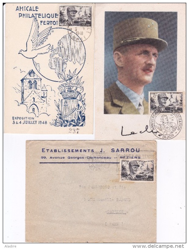 Général Leclerc - France - Années 1940 - Collection De 5 Enveloppes Ou Cartes Sur Ce Thème - Scans Recto Et Verso - Collezioni