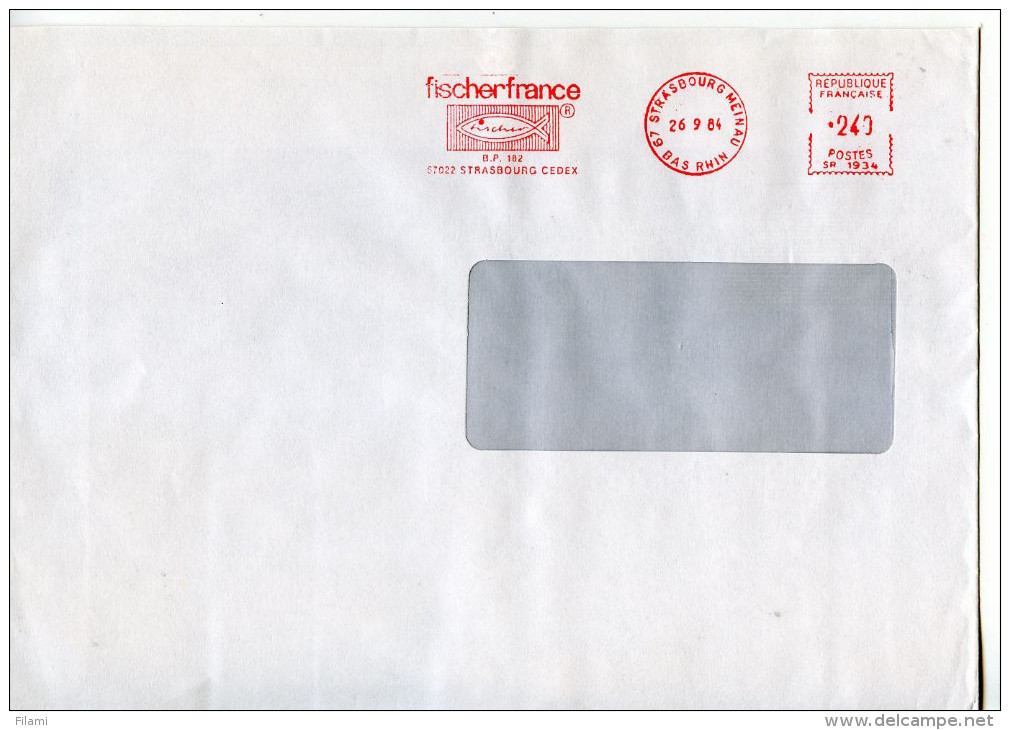 EMA Animaux,poisson,sardine,alimentation Conserverie Fischerfrance,67 Strasbourg,lettre Strasbourg Meinau 26.9.1984 - Poissons