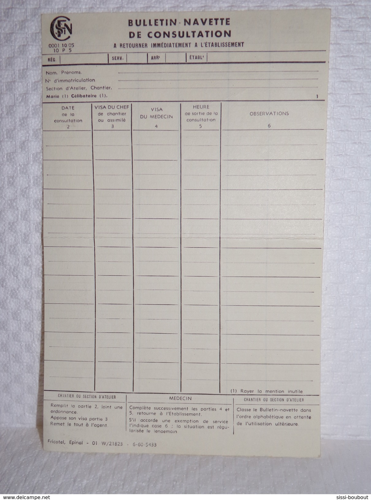 SNCF - Bulletin Navette De Consultation (Ancien Logo) - SNCF - Ferrocarril