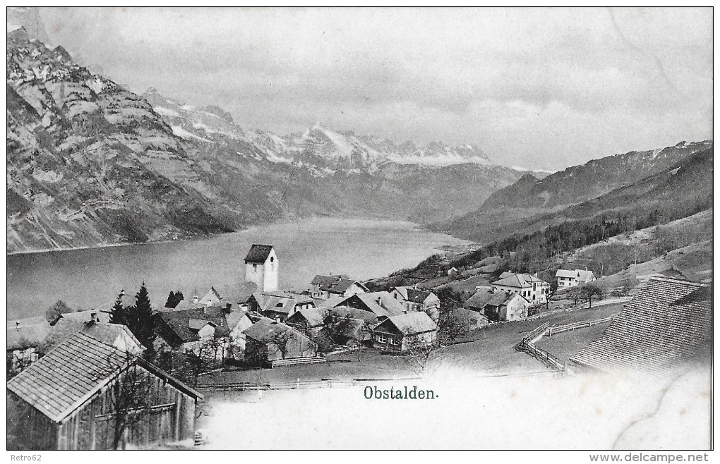 OBSTALDEN &#8594; Dorfpartie Bei Der Kirche,ca.1900 - Obstalden