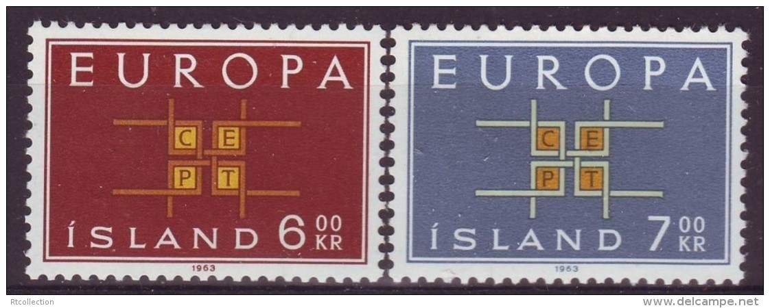 Iceland 1963 Europa-CEPT United Europe Europa Issue Stylized Links Link Art Stamps Sc 357-358 Michel 373-374 - Neufs