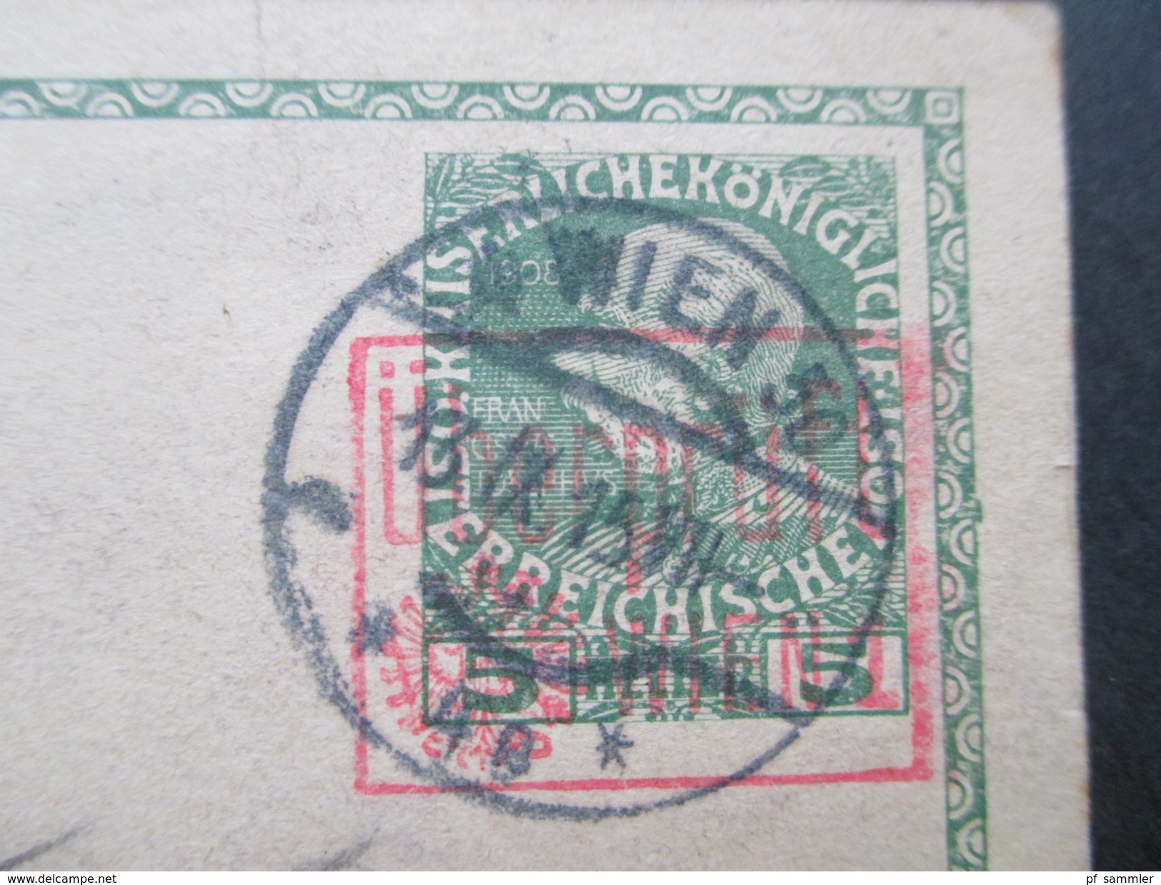 AK Österreich 1915 Ganzsache / Feldpostkarte Roter Stempel: Überprüft Wien I - Cartas & Documentos