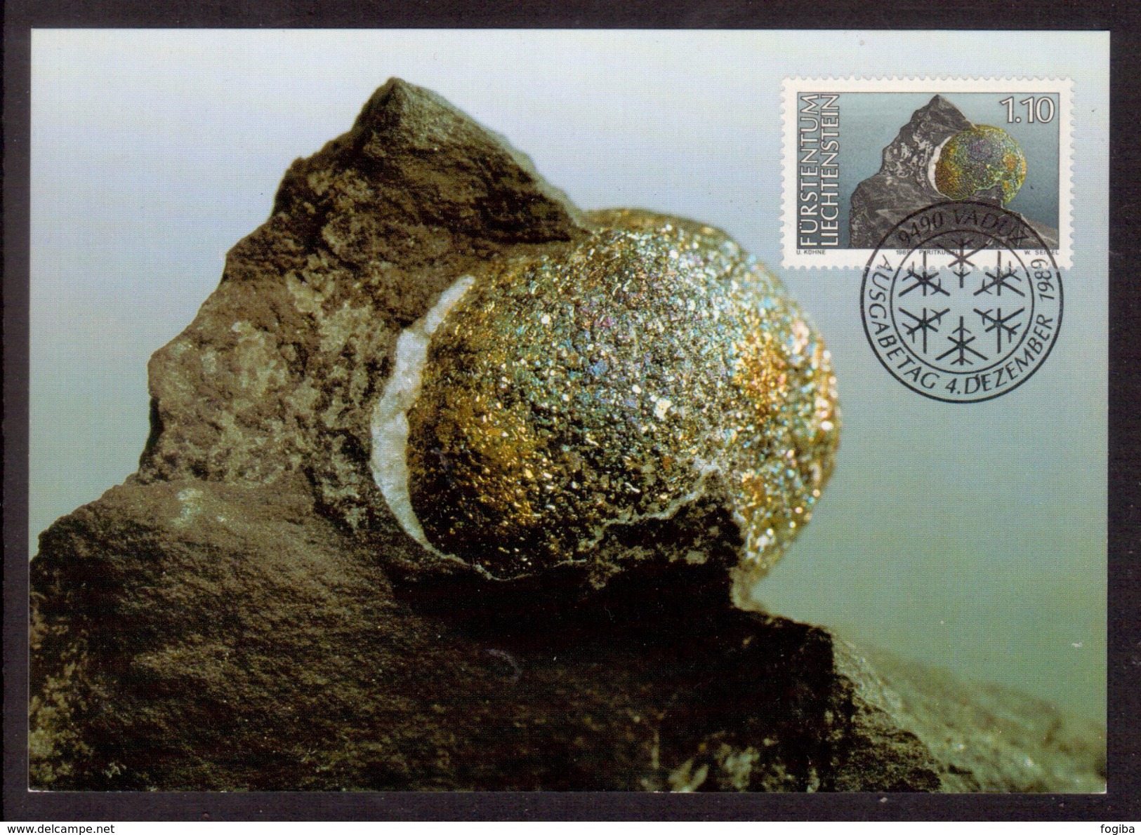JP141       Liechtenstein 1989 , Mineralien - Maximum Card - Vaduz 1989 - Minerali