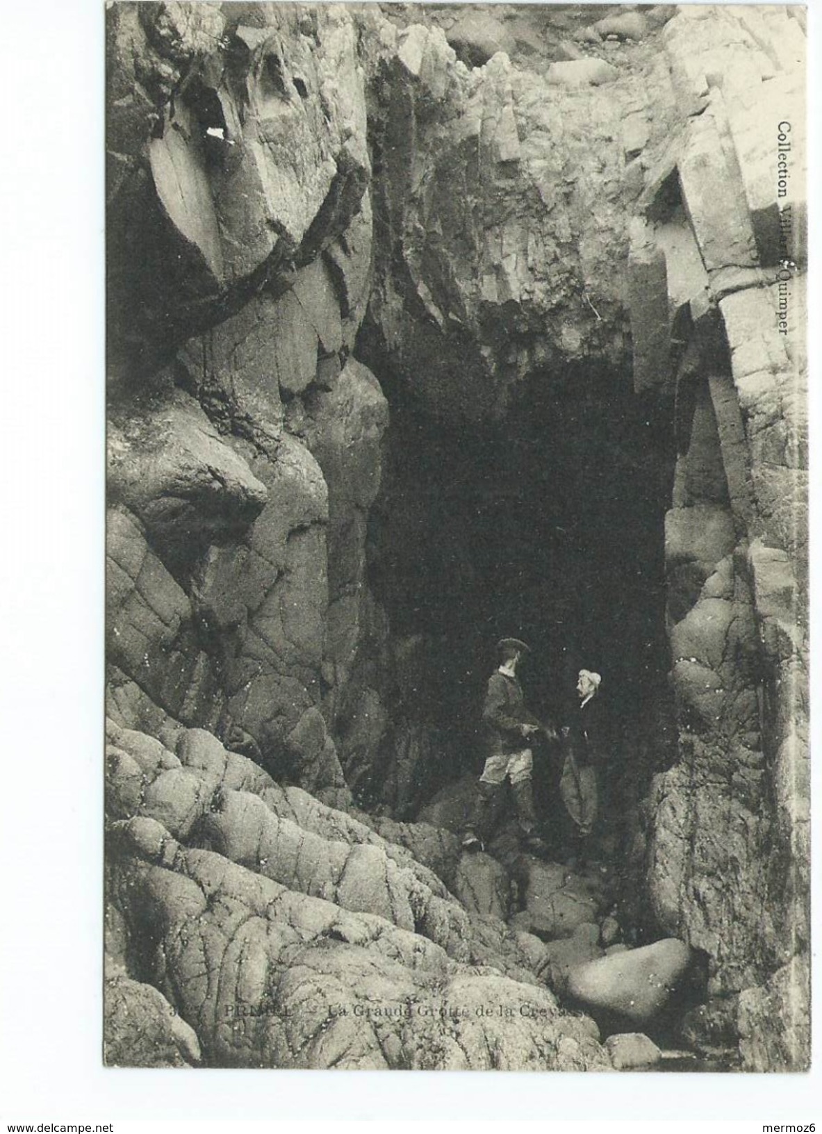 Primel La Grande Grotte De La Crevasse Collection Villard Quimper Carte Animée Deux Hommes - Primel