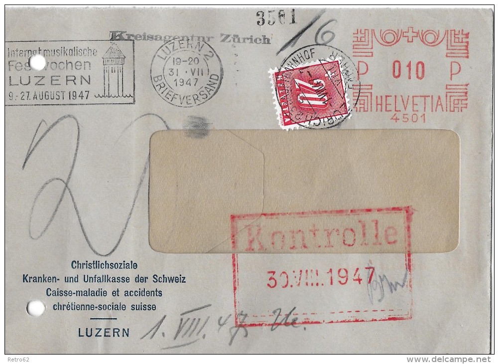 NACHPORTOMARKEN &#8594; SBK57 Ziffer Und Kreuz 1938 Auf Brief 1947 - Postage Due