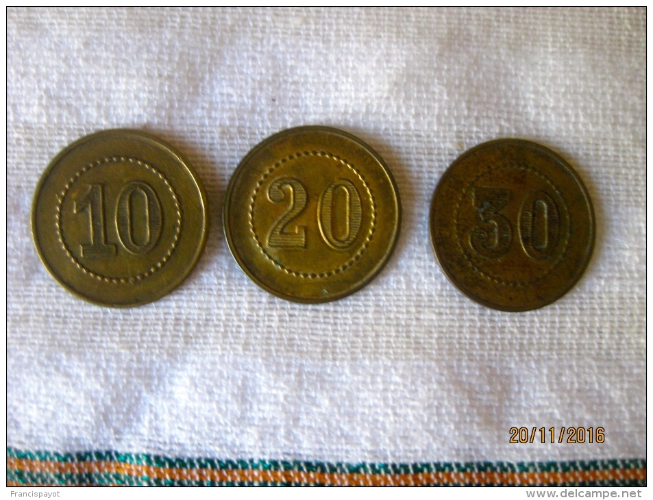 Italy Set Of 3 Token (10 - 20 - 30 Lire?) Italian Company - Profesionales/De Sociedad