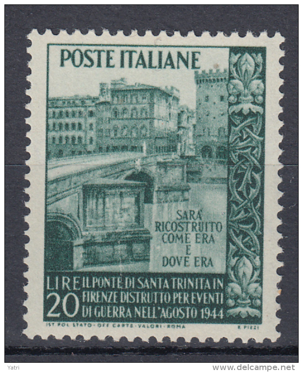 Italia - 1948 - Ricostruzione Del Ponte Di S. Trinità A Firenze ** - 1946-60: Nuovi