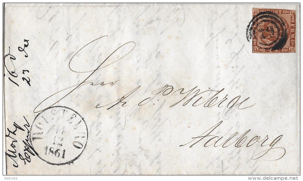 DÄNEMARK &#8594; Schöner Brief Mit 3 Ring Stempel Datiert 14.12.1861 Nach  Aalborg - Storia Postale