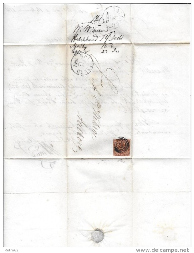 DÄNEMARK &#8594; Schöner Brief Mit 3 Ring Stempel Datiert 14.12.1861 Nach  Aalborg - Storia Postale