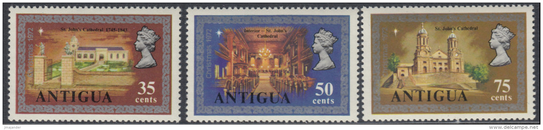 Antigua 1972 Christmas: St. John's Cathedral. Mi 281-283 MNH - 1960-1981 Ministerial Government