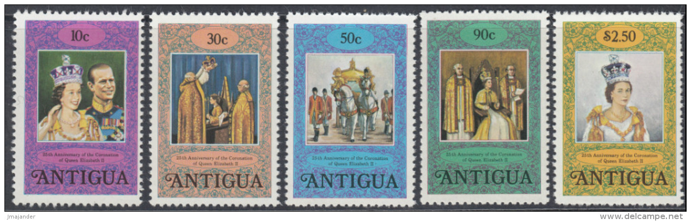 Antigua 1978 The 25th Anniversary Of The Coronation Of Queen Elizabeth II. Mi 504 C-508 C MNH - 1960-1981 Autonomie Interne
