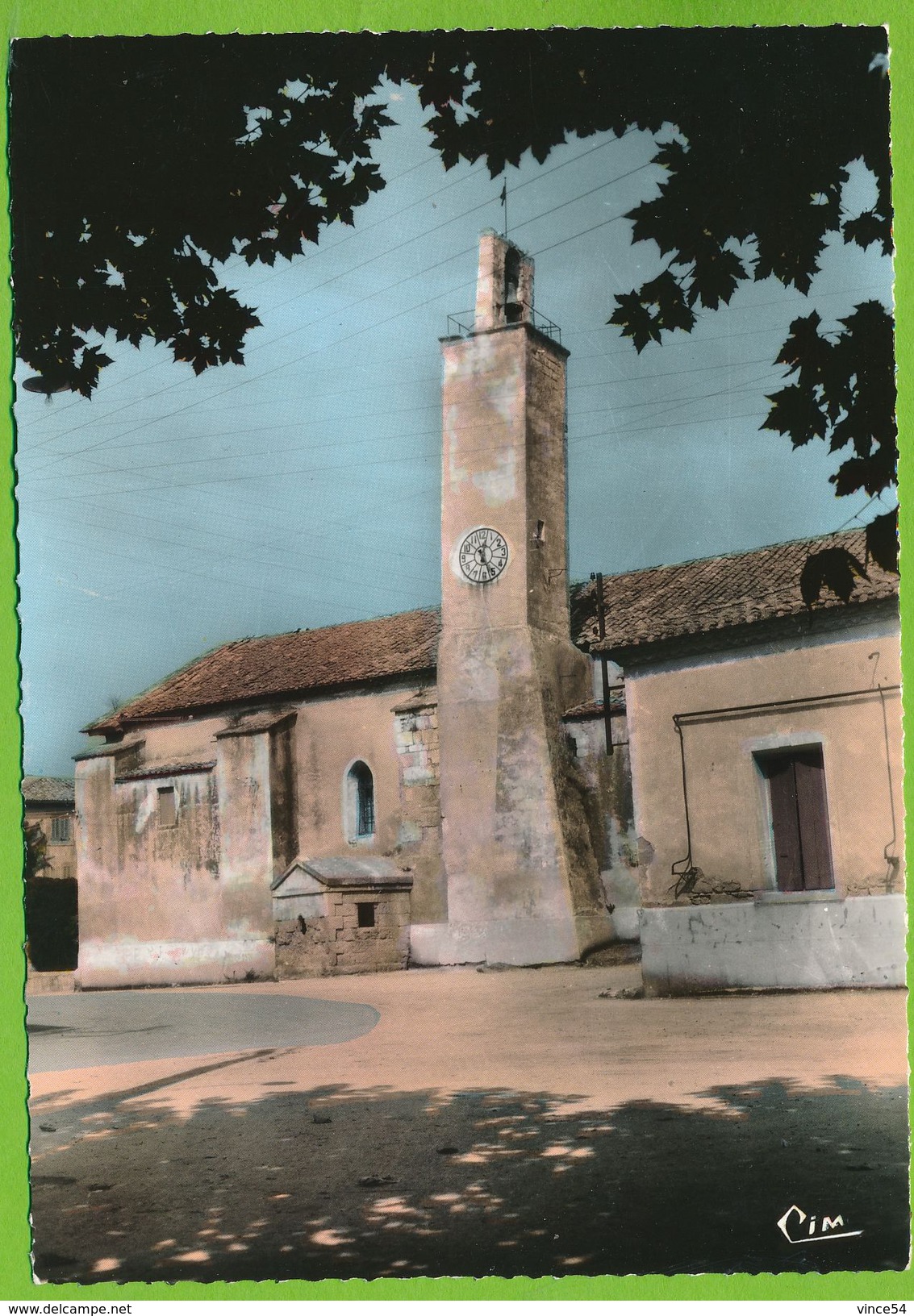 AIGUES-VIVES - Le Temple Et L'Horloge Photo Véritable Colorisée Circulé 1969 - Aigues-Vives