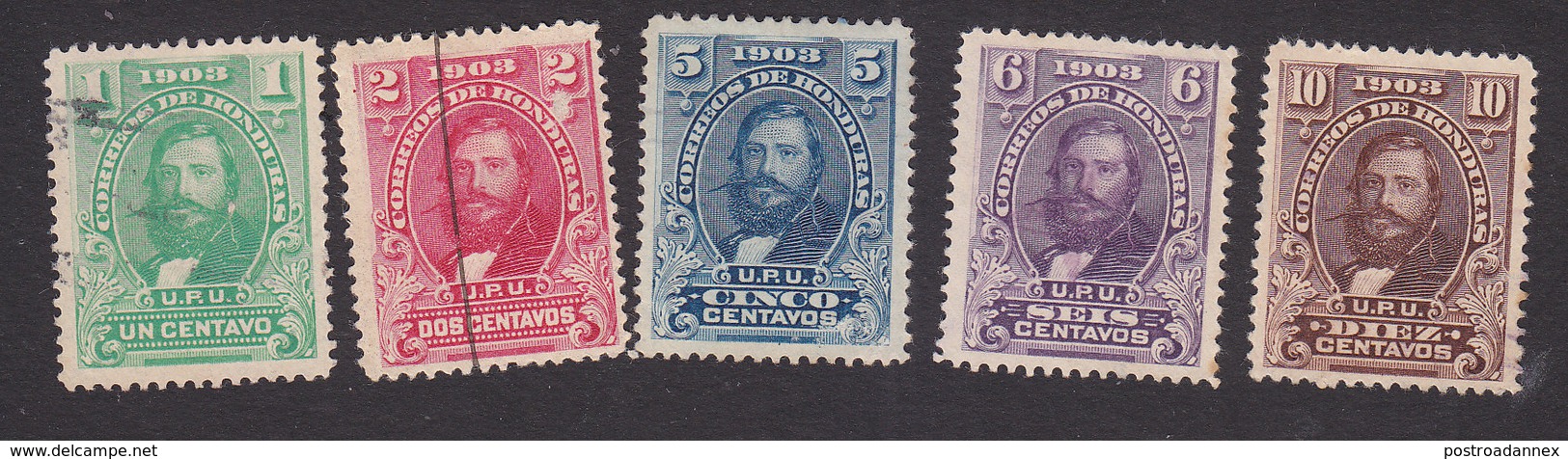 Honduras, Scott #111-115, Used, General Santos Guardiola, Issued 1903 - Honduras