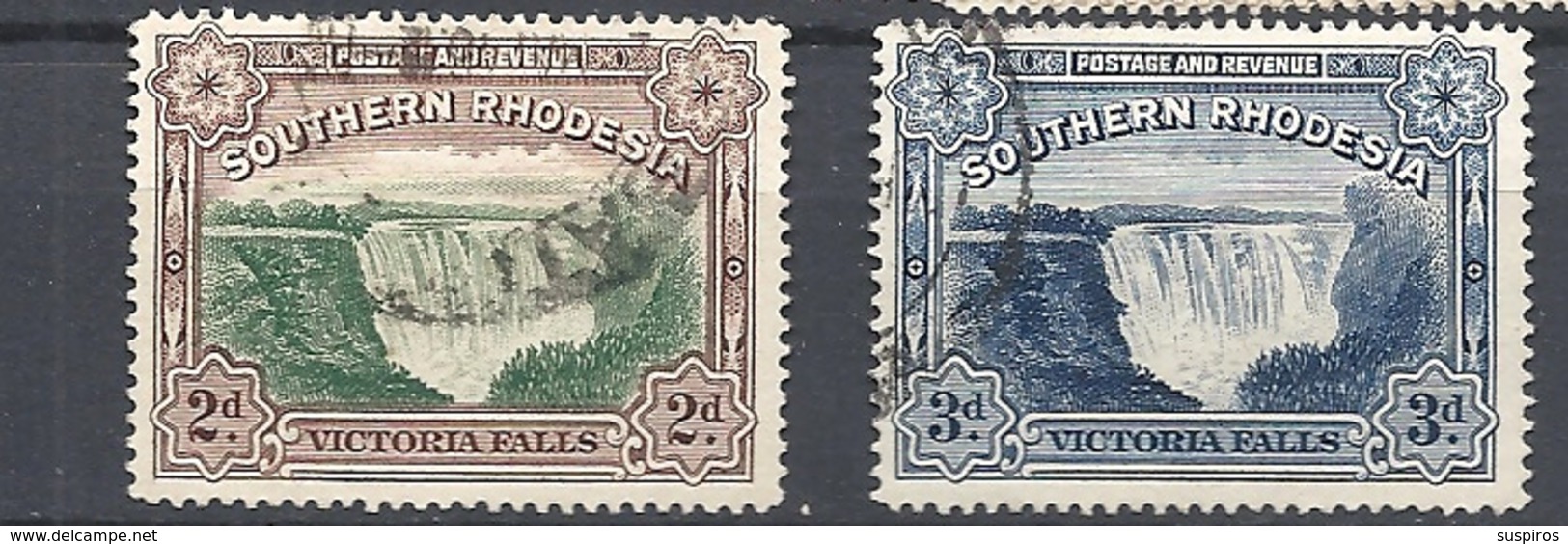 RHODESIA DEL SUD  1935 -1941 Nos. 30 & 31 Overprinted "Postage & Revenue"        USED - Southern Rhodesia (...-1964)