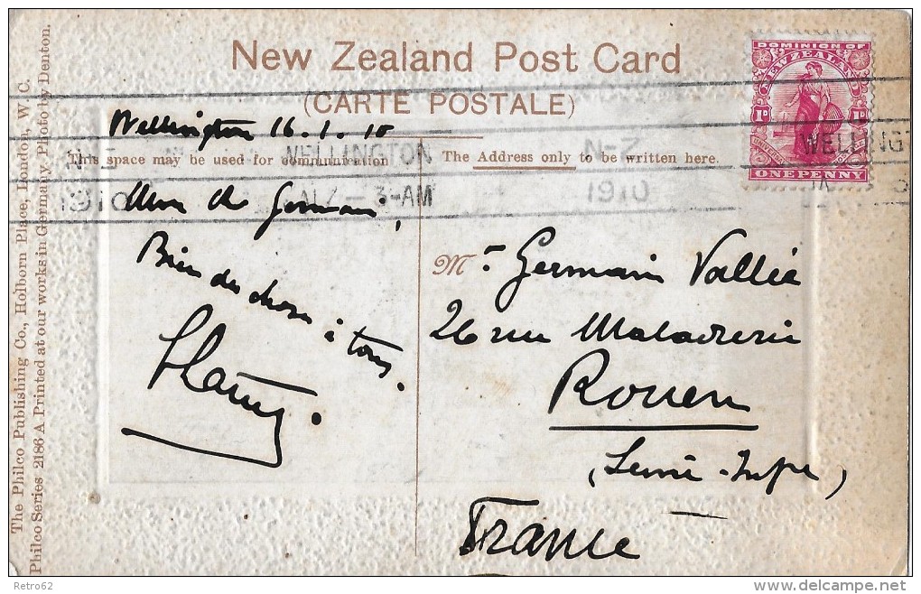 WELLINGTON - FRANKREICH &#8594; Postcard Maori Beauty With Stamp 1910 - Ganzsachen