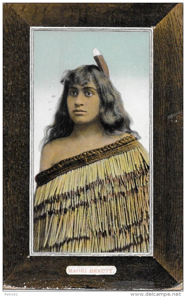 WELLINGTON - FRANKREICH &#8594; Postcard Maori Beauty With Stamp 1910 - Entiers Postaux