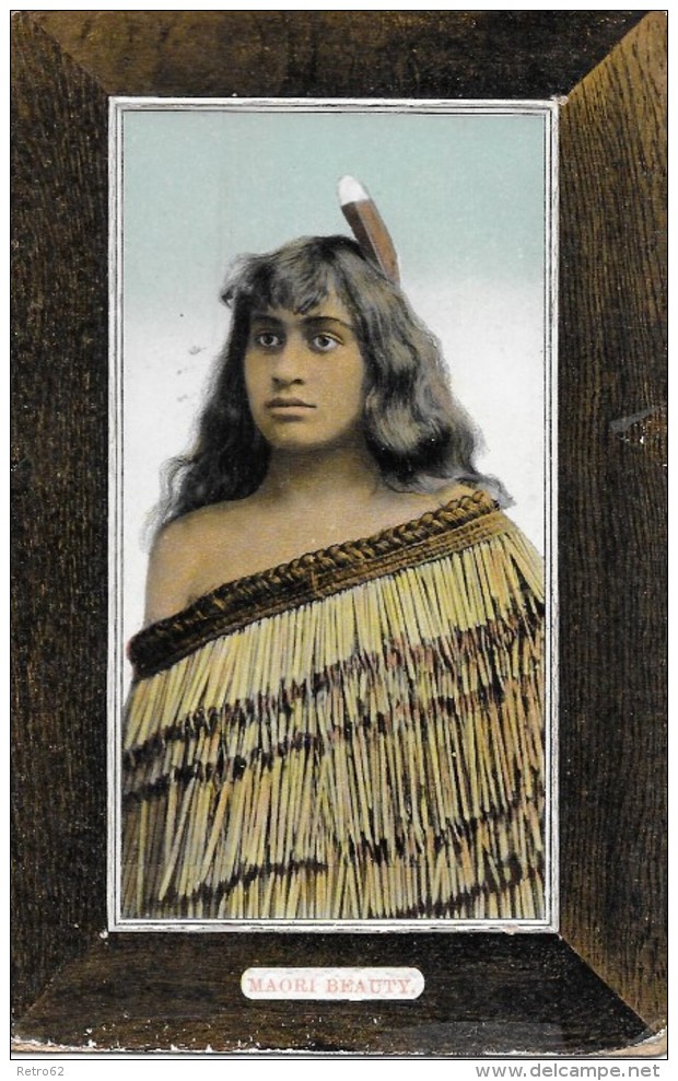 WELLINGTON - FRANKREICH &#8594; Postcard Maori Beauty With Stamp 1910 - Ganzsachen