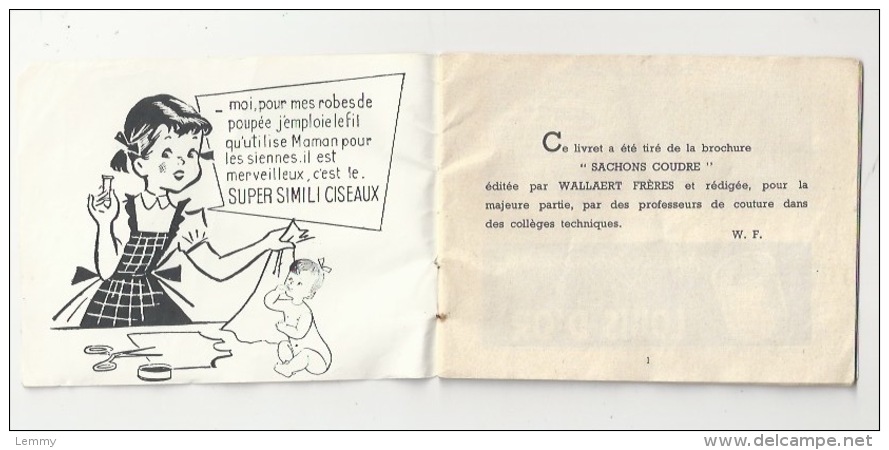 LIVRET - A.B.C. DE LA COUTURE - PUBLICITÉ WF - FIL  LOUIS D´OR -  16 PAGES DE POINTS , COUTURE, OURLET, BRODERIE, SMOKES - Punto De Cruz