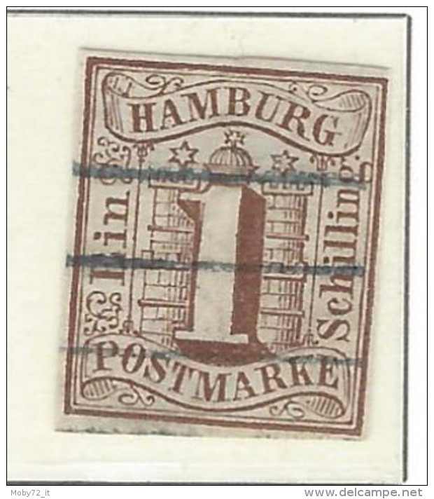 Hamburg - 1859 - Usato/used - Cifre - Mi N. 2 - Hamburg
