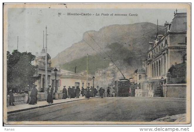 CPA Monaco Monte Carlo Tramway La Poste Circulé En 1909 - Monte-Carlo