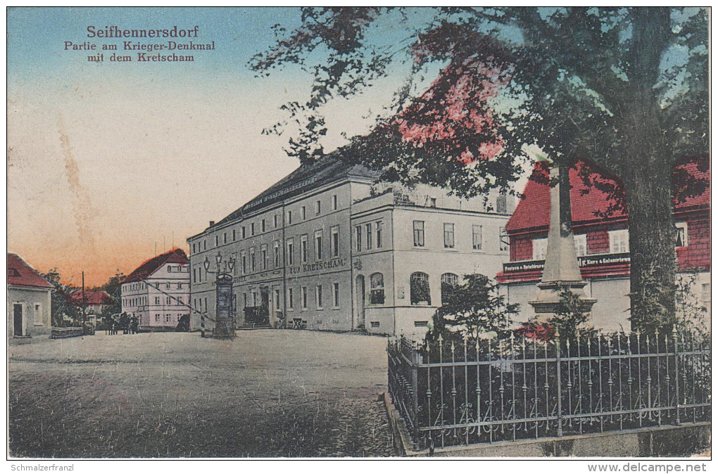 AK Seifhennersdorf Gasthof Kretscham Denkmal Bei Neugersdorf Leutersdorf Ebersbach Warnsdorf Rumburg Zittau Grossschönau - Seifhennersdorf