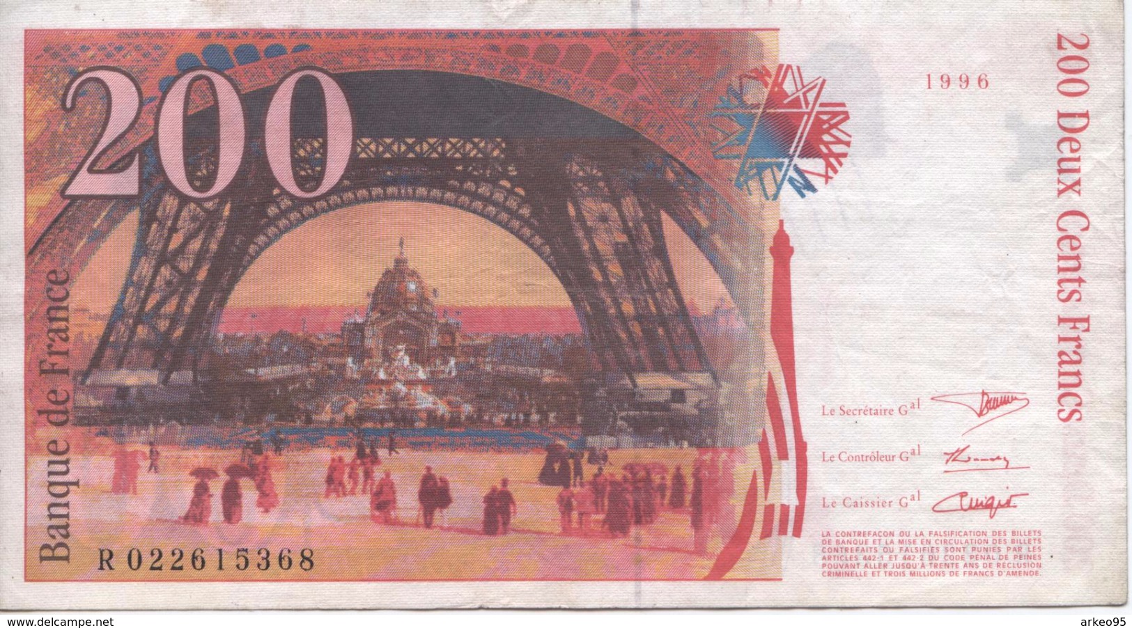 Billet De 200 Francs Eiffel - 200 F 1995-1999 ''Eiffel''