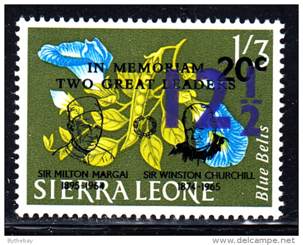 Sierra Leone MH Scott #332 12 1/2c Surcharge On 20c Margai Churchill Overprint On 1sh3p Blue Bells 1967 - Sierra Leone (1961-...)