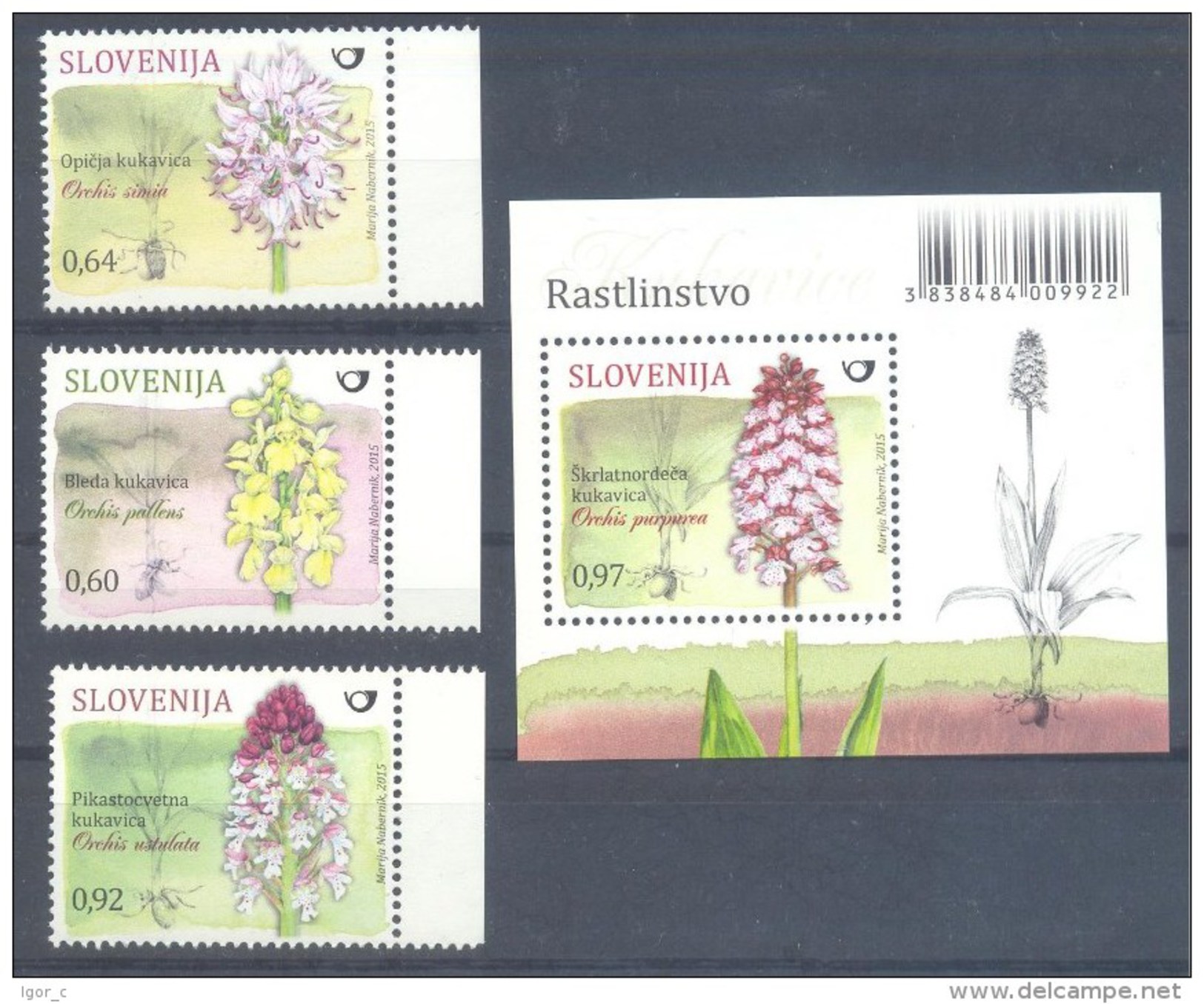 New 2015 Flora Flowers Orchids Orchidee MNH ** Lady Orchid Orchis Purpurea Pallens Simia Ustulata - Orchideen